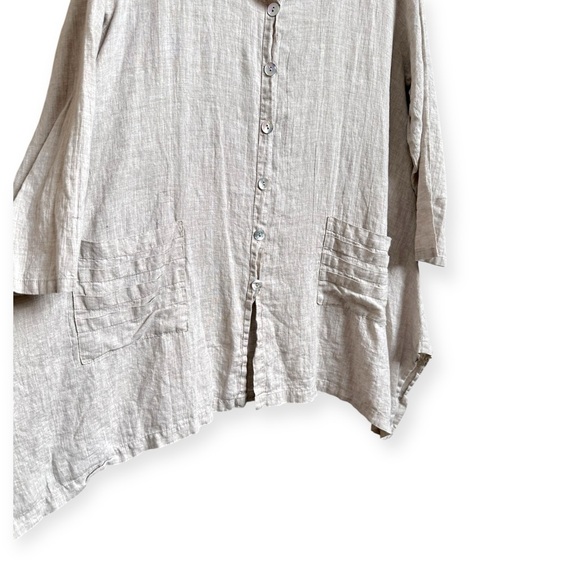 ☀️SALE☀️ New LUISA AND Q USA Tan Linen Button Tunic Blouse Size: XL - Picture 4 of 7
